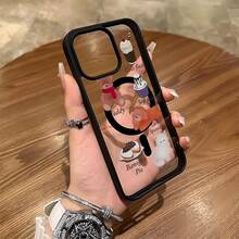 Funda de teléfono magnética de color macaron creativa y linda para mascotas, adecuada para 16/ 16pro/ 16promax/ 16plus/ 15/ 15pro/ 15promax/ 15plus/ 14/ 14pro/ 14promax/ 14plus/ 13/ 3pro/ 13promax/ 12/ 12pro/ 12promax/ 11/ 11pro/ 11promax - Negro - Ver 10