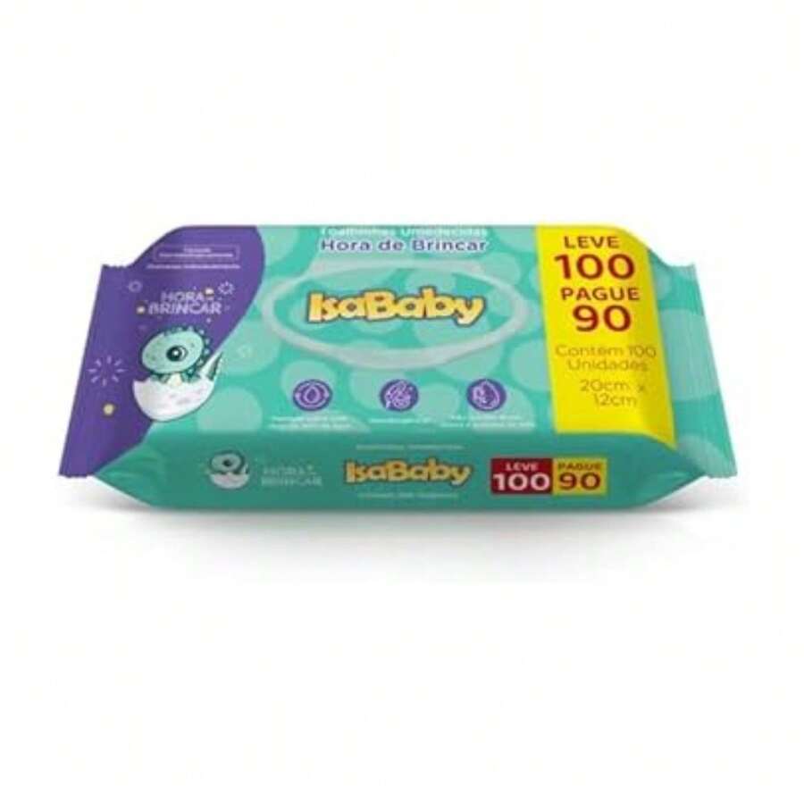 Lenço Umedecido 100 Toalhas Bebê Infantil - Multicolorido - Visão 1