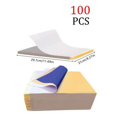 200 piezas Papel de transferencia de tatuaje profesional - Plantilla de alta calidad para transferencia, tatuaje fácil - Máquina de copia de carbón térmica avanzada - Durable y compatible con suministros de tatuaje