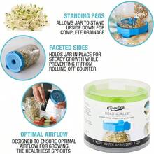 - Tarro de plstico con tapa para brotar de boca ancha para frascos de albailera u2013 crece brotes de frijoles, alfalfa, brotes de ensalada y ms, 2 unidades - Mallas para frijoles, paquete de 2 - Ver 5