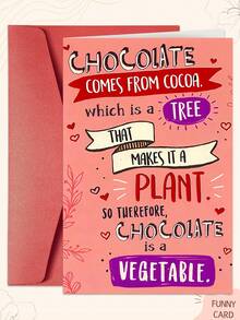 1PC Funny Chocolate Journey Valentine's Day Card (With Envelope) - From Cocoa Tree To "Sweet Vegetable", Romantic Love Note, Ideal For Him/Her, Valentine's Day/Anniversary - Multicolor - View 1