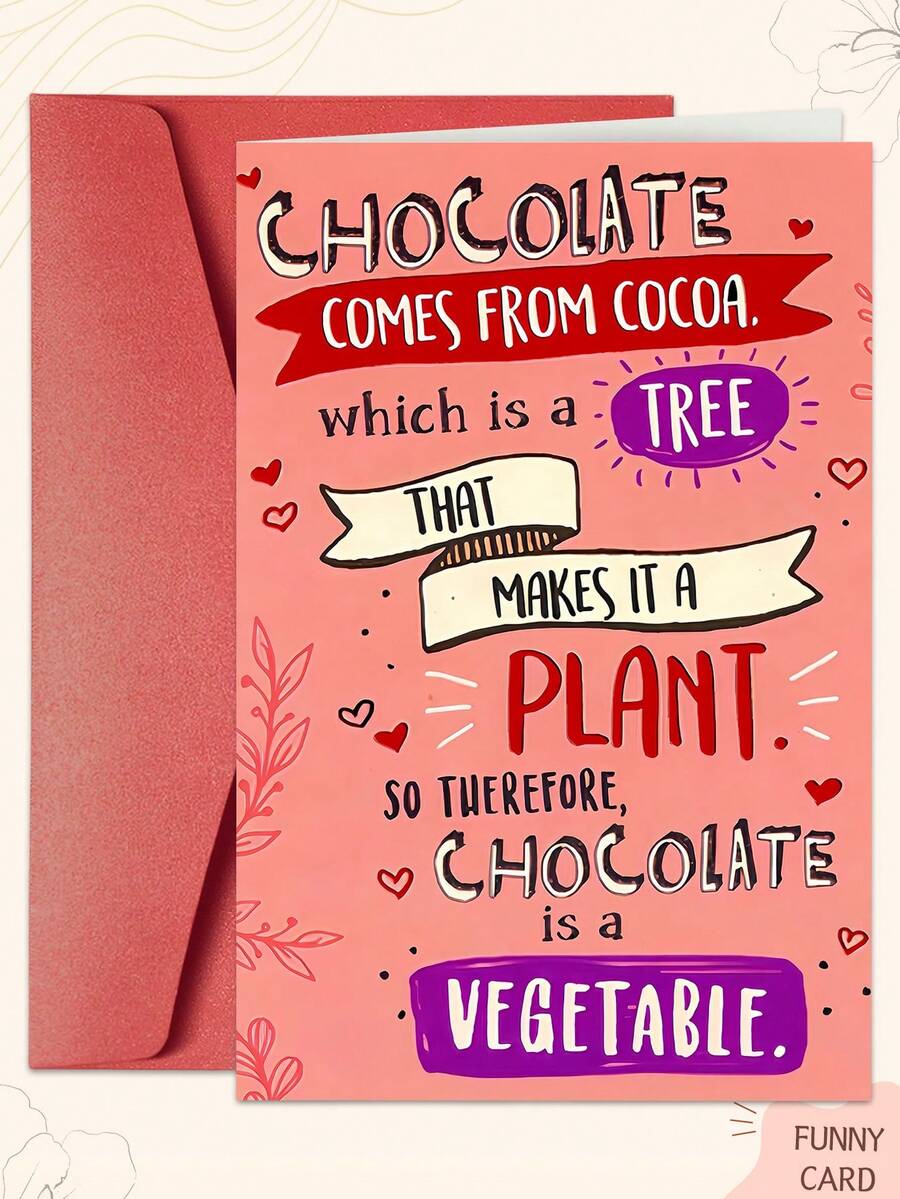 1PC Funny Chocolate Journey Valentine's Day Card (With Envelope) - From Cocoa Tree To "Sweet Vegetable", Romantic Love Note, Ideal For Him/Her, Valentine's Day/Anniversary - Multicolor - View 1