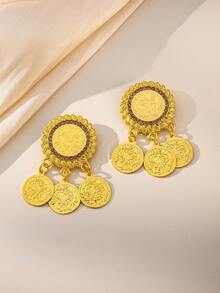 Herseygold 1 Pair Turkish Kurdish Bride Gold-Plated Brooch, Arabic Coin Totem Cufflinks, Scarf Clips, Middle Eastern Luxury Wedding Festival Women Jewelry - Gold - View 8