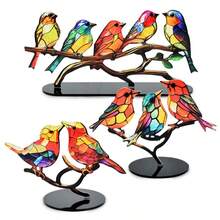 1 Stück saisonale Multi-Festival Vogel Tischdekoration - bunte Acryl Vögel auf Ästen, nicht elektrisch, federlose Tischdekoration, geeignet für Weihnachten, Ostern, Thanksgiving, Valentinstag - universelle Heimdekoration - Verschiedenfarbig - Übersicht 5