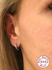 1 Pair 925 Sterling Silver Classic And Simple Circular Smooth Surface Nose Ring 5-9mm Small And Light Piercing Jewelry Septum Cartilage Spiral Ear Tragus, Suitable For Women'S Daily Wear, Parties, And Banquet Occasions