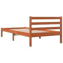 Estructura de cama vidaXL sin colchón, acabado encerado marrón, 90x200 cm, madera maciza de pino. - Marrón - Ver 6