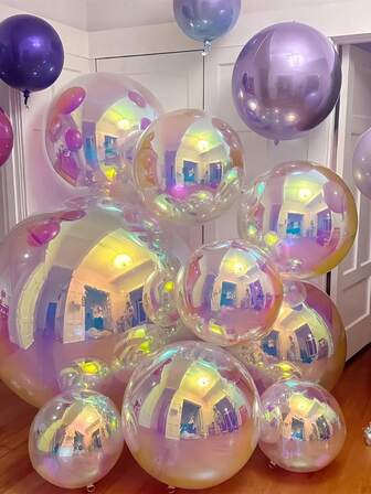 Globos de lámina holográfica degradada 4D, adecuados para bodas al aire libre, fiestas de cumpleaños, aniversarios, Día de la Madre, decoración con globos, decoración de fiestas
