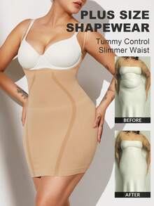 1pc Plus Size Women Shapewear Shaper Tummy Control Flat Sheath Slimming Waist Trainer Butt Lifter Body-Shaping Skirt Seamless PAUKEE - Apricot - View 2