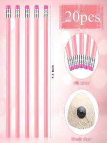1/4/8/12/20pcs Pink Wooden Wedding Pencils With Erasers, Triangular Grip Wooden Wedding Pencils, HB Graphite Pencils With Erasers, Suitable For Back To School, Drawing, Sketching, Bridal Shower, Office Supplies (Pink)