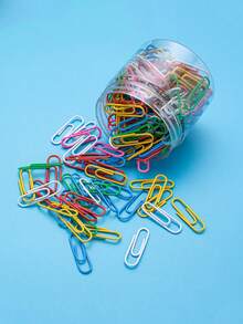 200pcs Colorful Paper Clips, Bucket Shaped Bookmarks, Office Supplies, Clips - Multicolor - View 2