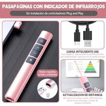 Presentador inalámbrico, presentador de diapositivas inalámbrico, control diapositivas, soporte de hipervínculos, control remoto de PPT, para Windows,PPT, Word, Excel,  (negro) - rosa11 - Ver 2