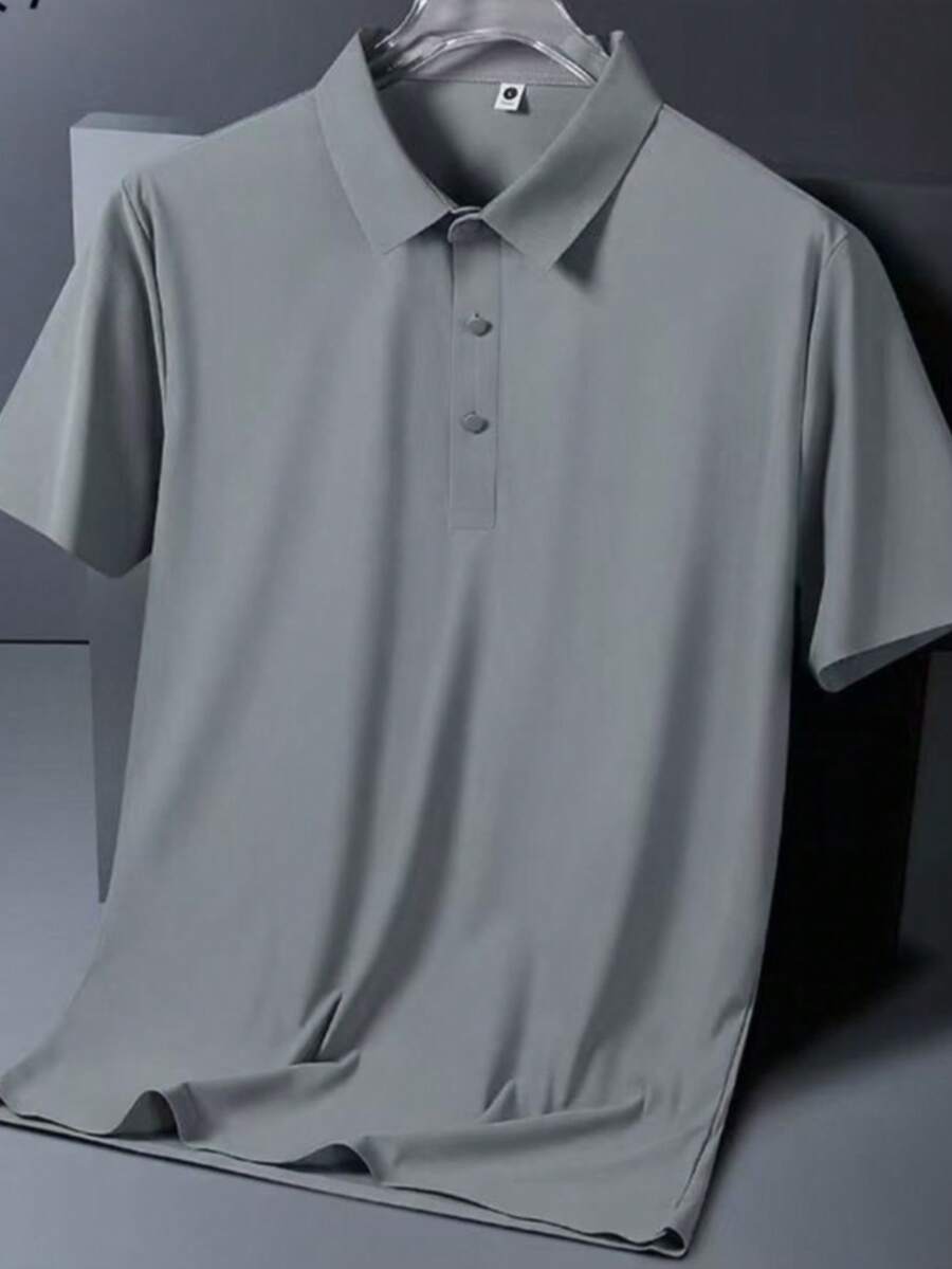 Men's Polo Shirt, Premium Lightweight And Stretchy Fabric, Imported, 100% Comfortable, Summer, Regular Fit, Buttons On The Front, Pocket, Christmas & New Year - 深灰色 - 查看 1