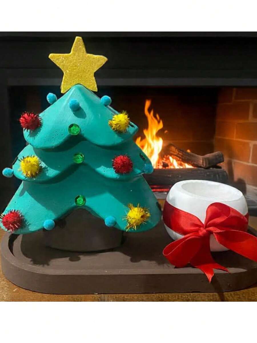 decoración de árbol de navidad de yeso ideal para centro de mesa esta temporada navideña - Multicolor - Ver 1