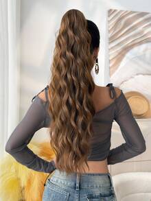 22-24 Inch Wavy Ponytail Hair Extension Claw, Wavy Curly One-Piece, For Women, Multi-Color - Dark Brown - View 7