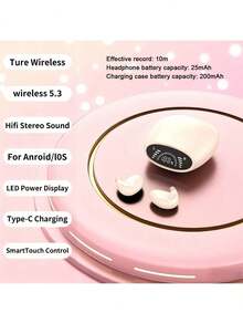 Ultra-Thin Invisible Sleep Earbuds Bluetooth 5.3 - HD Call Heavy Bass, Noise Isolating 30H Battery, USB-C/Wireless Charging For Running - Unisex Gift - Multicolor - View 5