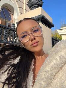 1 Pair Large Frame Clear Lens Glasses, Fashion Polygon Eyeglasses Frame, Minimalist Korean Style - A - View 12