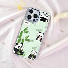 Estuche para teléfono Panda Love and Bamboo Fun Compatible con estuches para teléfonos   17  16 Pro Max  15 Pro Max  13 y  12 Material de TPU que brinda protección contra golpes y caídas Un regalo perfecto para familiares, amigos, seres queridos, novios, novias y para Navidad - transparente - Ver 4