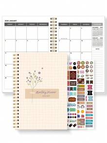 Trees 2026-2027 年月度计划笔记本，A5 简约周计划和月度计划学年日历笔记本，32 页办公和学校用品，完美的教师礼物 - 多色+五色彩簽 - 查看 8