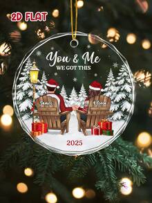 Catygift Customized Couple's Christmas Glass Ornament, Personalized Glass Keepsake, Can Engrave Names, Couple's Exclusive Gift, 2025 Customized Holiday Decoration
