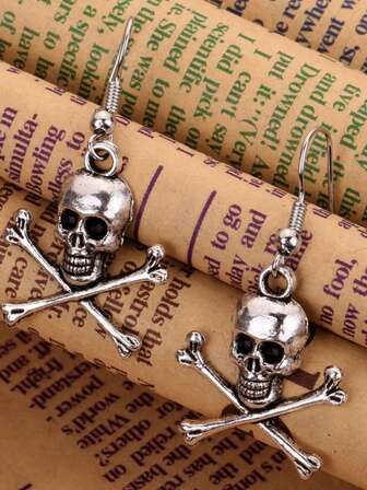 Punk Skull Pirate Drop Earrings For Men, Gothic Men Earrings Hip Hop Fashion Jewelry Boyfriend Gifts
