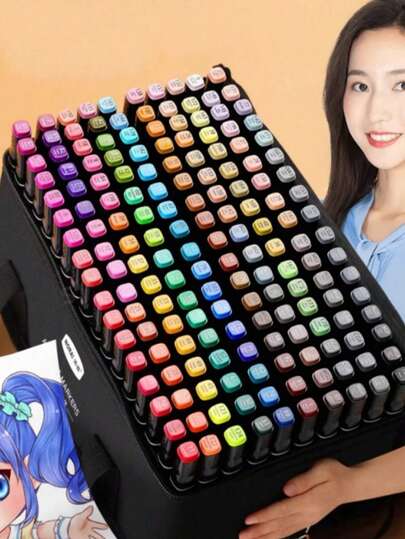 24/36/48/60/80 Colors Dual Tip Alcohol Based Marker Pens Set - Multipurpose Colored Highlighter Pens For Painting, Sketching, Comic Design, Also Suitable For Cardboard - Premium Color Markers, School Supplies