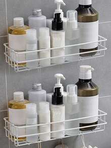 2pcs,Bathroom Storage Rack, Bathroom Wall Hanging Perforation-Free Storage Rack, Bathroom Iron Wall Bathroom Toiletries Rack Home Bathroom Decor Bathroom Organizer Fall Decor Back To School