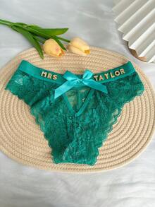 1pc Customized Women's Panties, Personalized Crystal Letter Name Underwear, Sexy Lace Breathable Bikini Briefs, Waistband Bow Hollow Sexy Low-Rise V-Shape Panties, DIY Shiny Crystal Letter Name, Date Anniversary Panties, Customized Wedding Gift, Bridal Underwear, Anniversary Gift, Valentine's Day Gift, Birthday Gift, Wedding Gift, Gift For Her/Girlfriend/Wife - Multicolor - View 11
