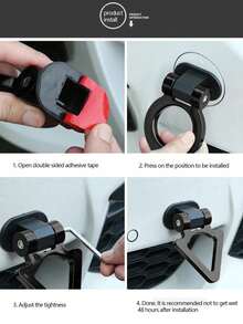 1pc Car Exterior Accessory Triangle Tow Hook Ring, Personalized Racing Tow Hook Adhesive Type, Universal