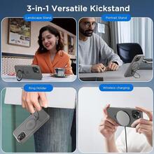 Magnetic Case For For IPhone 15 6.1 Inch With 360 Rotatable Ring Stand, Compatible With Mag Car Phone Mount, For IPhone 15 Cases Cover Phone Holder For Desk Meeting/Videos,6.1inch(ForFor IPhone15),LightGray - Lightgray - View 8