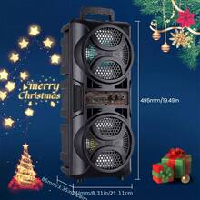 Giochem Portable Wireless Speaker With Colorful Lights Sound Amplification Subwoofer, Dual 6.5-Inch Speakers Support USB, AUX Input, FM/TWS, Memory Card Slot, LED Light - Suitable For Indoor Dance, Outdoor Camping, Square Dance, Indoor Karaoke, Family Party, Camping Sound System | Modern Speaker System - màu đen - Xem 2