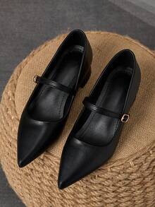 MonaNise Retro Mary Jane Pumps, Pointed Toe Slip-On Casual Shoes, Versatile High-End Comfortable Shoes For Travel, Shopping, Outdoor, Coffee Color - 黑色 - 查看 4