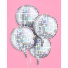 WSXC Xo Fetti Iridescent Disco Ball Foil Balloons - 4 Pk 22" Last Disco Bachelorette Decorations Groovy Birthday Party Supplies 70s Baby Shower NYE Space Cowboy - óng ánh - Xem 4