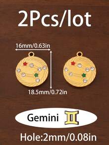 2件/套 立方氧化锆星座十二生肖漂浮吊坠 不锈钢材质 双子座 白羊座 天秤座 金牛座 十二星座吊坠 珠宝制作材料 耳环 项链 手链 DIY配件 - 十二星座吊墜 - 查看 20