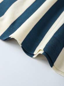 Men's Old Money Style Striped Contrast Knitted Top/Khaki Clothing - Royal Blue - View 7