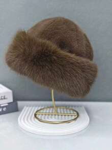 Fluffy Korean Style Winter Hat For Women, Thickened And Thermal-Lined Cute Solid Color Mongolian Style Outdoor Windproof Warm Hat Women's Hats, Winter Hats For Women, Versatile European And Korean Style Headwear, Essential Winter Warmer, Faux Fur Headband, Knitted Hat, Women's Hats And Hoods, Valentine's Day Gift - Multicolor - View 8