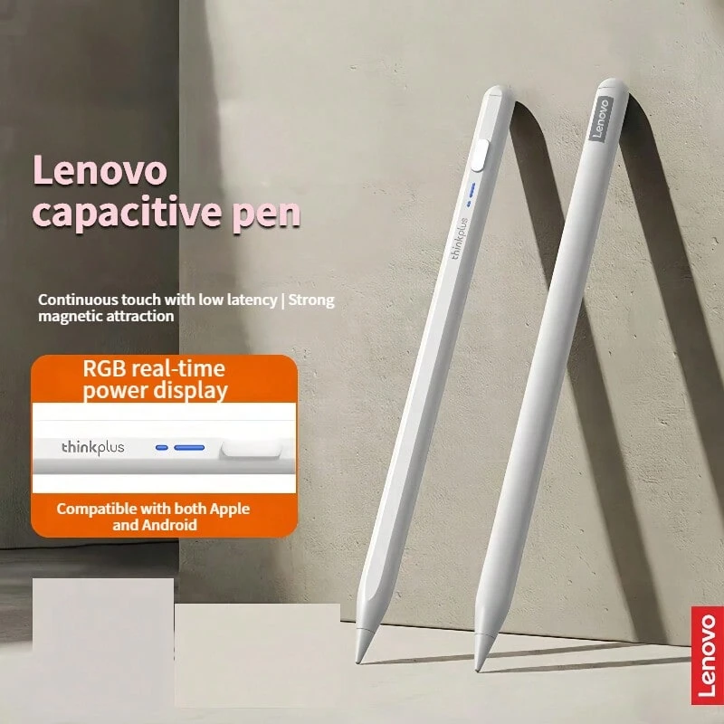 Lenovo BP16 Universal Magnetic Capacitive Stylus: Convenient Magnetic Attachment, Fully Compatible With Low Latency, High Sensitivity For Precise Control, Stable Touch Protection, Suitable For Learning, Office Work, And Drawing Scenarios. - White - View 1