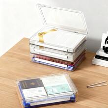 1个透明圣经收纳盒，带提手，便携式防尘书籍整理盒，带盖，多用途文件收纳盒，可存放书籍、文件、重要资料，非常适合家庭、办公室、教堂等场所，现代简约风格装饰