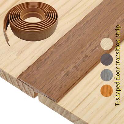 1 pieza 1mx5cm Tira de transición en forma de T flexible moldeada y autoadhesiva, tira de transición decorativa de goma en forma de T flexible, fácil de instalar DIY, cubre huecos para pisos de madera dura, laminados y baldosas. Adecuado para transición de baldosas a piso laminado (100x5cm)