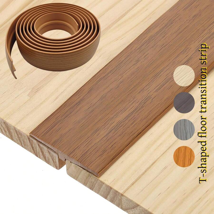 1条 1米x5厘米 模压柔性自粘T型地板过渡条，可弯曲T型橡胶装饰T型过渡条，易于DIY安装，适用于硬木、复合板和瓷砖地板的缝隙覆盖，也适用于瓷砖与复合地板的过渡（100x5厘米） - 彩色 - 查看 1