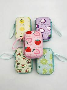 1 件 EVA 材质可爱水果图案拉链耳机盒，有趣设计的充电器收纳盒，适用于 、蓝牙耳机、电缆、USB 驱动器和其他小型电子设备，防摔，多功能数码配件收纳盒，便携式旅行零钱包，适合假日旅行、户外活动电缆收纳盒充电器配件旅行必需品 - 彩色 - 查看 9