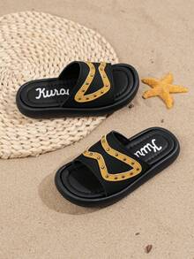 1 Pair Girls' Summer Pearl Design Fashion Princess Sandals, Soft Bottom Shoes, Baby Beach Shoes, Stylish For Girls - Yellow - View 3