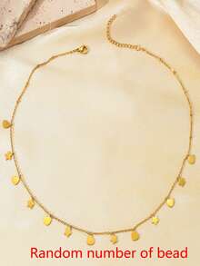 Nooxian 1件装女士项链，多层沙滩风，不锈钢心形和星星流苏吊坠项链，防水防过敏，时尚珠宝，母亲节/情人节礼物（无礼盒，珠子数量随机） - 金黃色 - 查看 5