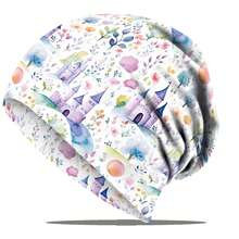 1顶/4顶 可爱蘑菇2D数码印花波西米亚风弹力针织帽印花头巾帽，男女通用，可机洗，宽松无檐帽，适合休闲穿着和节日礼物 - 彩色 - 查看 12