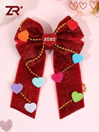 1個 バレンタインデー レッド 輝くラメ入り ヘアクリップ ガールズ ティーンズ用 愛の形 アリゲータークリップ エレガントファッション バレンタインデーパーティー ヘアアクセサリー レディース ヘアオーナメント クロークリップ ヘアスライド ヘアバレット