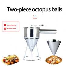 Stainless Steel Takoyuki Batter Funnel With Stand – Professional Octopus Dumpling Dispenser, An Essential Kitchen Tool For Pouring Takoyuki Pancake And Sushi Batter!
