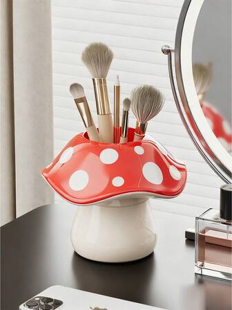 1 st prickig svampformad sminkborstehållare, skrivbordsorganisatör för studentboende, förvaringslåda för badrumssminkborstar