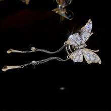 1pc Butterfly Tassel Hair Clip, Women Elegant Hair Accessory, Half Bun Hair Clip, Hair Claw - Multicolor - View 6