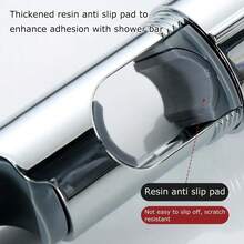 1个可调节淋浴喷头支架，可旋转且经久耐用，塑料和金属材质，黑色/灰色/铬色圆柱形。可360°旋转，夹持牢固，适用于浴室、日常沐浴和四季使用。浴室配件/浴室工具 - 彩色 - 查看 4