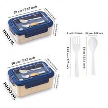 1pc 1100ml/1400ml Large Capacity Lunch Box, Built-In Cutlery, Insulated Bag, Leak-Proof, Adult Lunch Box, School Lunch Box, Modern Stylish Lunch Box, Suitable For Work, Back To School, Camping, Kitchen - Multicolor - View 3