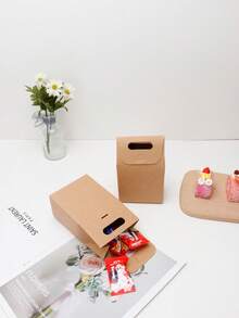 10pcs/20pcs/30pcs Small White Kraft Paper Bags With Window, Bakery Packaging Boxes, Nougat, Cookie, Candy, Biscuit, Snack Gift Bags